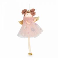 Игрушка елочная 17 см, пенопласт/полиэстер, золотистая, Ангел, New year