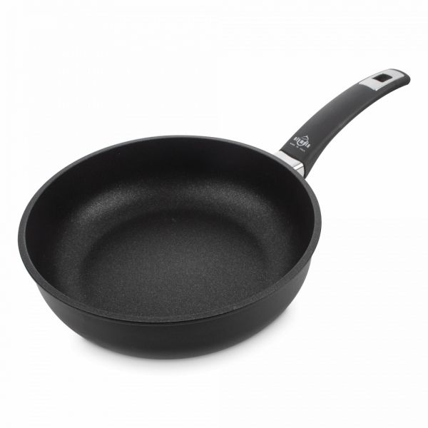 Сковорода глубокая для индукционных плит с антипригарным покрытием 24 см, литой алюминий с алмазным порошком, черный, Diamant Plus, 411.24, OLYMPIA