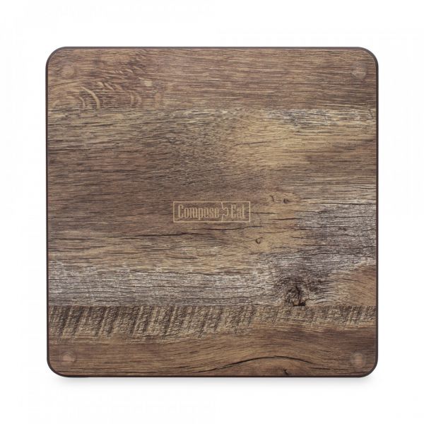 Доска для сервировки и нарезки с желобом 24x24 см, дуб мореный, композитный материал, Surface, DSJ2400634KL6, ComposeEat