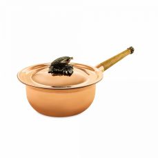 Сотейник медный 1.5 л с лужением с крышкой 'Кукуруза' с деревянной ручкой 'Овощи'