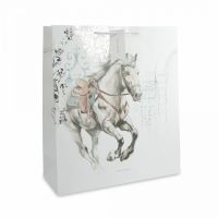 Пакет подарочный 42х48 см, бумага, белый, Конь, White horse