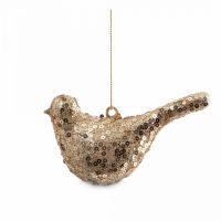 Игрушка елочная 6х11 см, стекло, шампань, Птица, New year