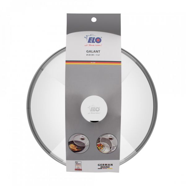 Крышка стеклянная 28 см, нержавеющая сталь, Galant, 73028, ELO
