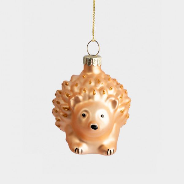 Игрушка елочная 6x6 см, стекло, золотистая, Ежик, New year
