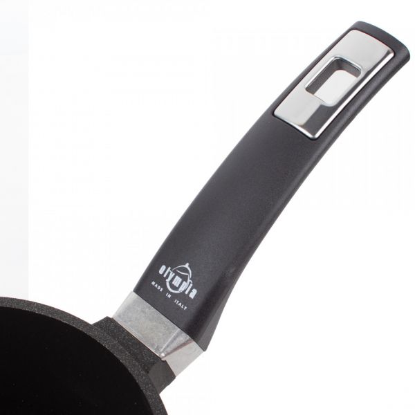 Ковш для индукционных плит с антипригарным покрытием 16 см, 1.9 л, литой алюминий с алмазным порошком, черный, Diamant Plus, 415.16, OLYMPIA