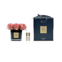 SQUARE 9 ROSE peachБукет 9 роз, цвет коралловый, квадратная черная ваза