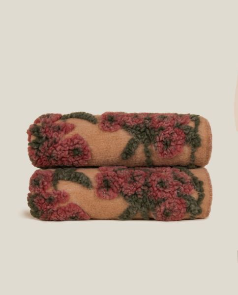 Плед OLD FLOWER BEIGE 150x190 см шерсть 55% полиэстер 45%, 1070г FRATI HOME
