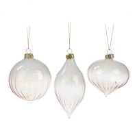 GLSS STRIPE BALL ASS/3 WH/PNK Стеклянные шарики белый с розовым 8 см (цена за 3шт)