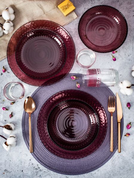 Набор столовый ИДИЛЛИЯ ЛИЛАК 16пр со стаканами ЛИНИИ ЛИЛАК 330мл LUMINARC