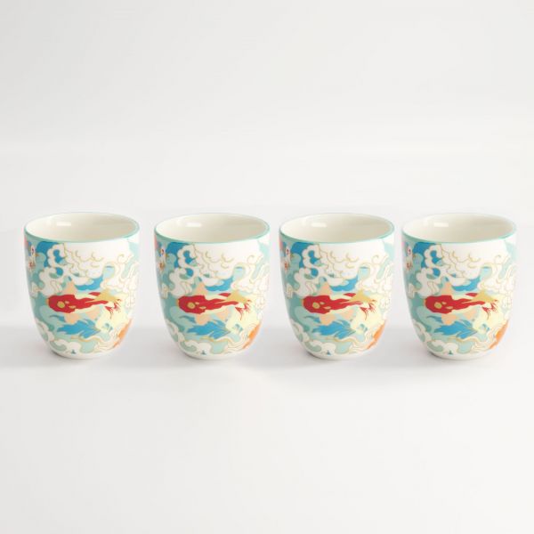 Набор кружек Kawaii Hokusai 4 шт, 7x8 см, 170 мл, фарфор TOKYO DESIGN
