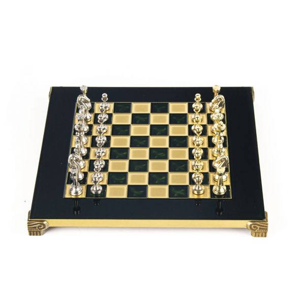 CLASSIC METAL CHESSШахматы классические, золото с серебром, зеленый, 28х28 см, металл