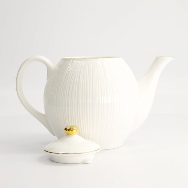 Чайник Nippon White Gold 24x16.5 см, 1300 мл, рисунок Lines, фарфор TOKYO DESIGN
