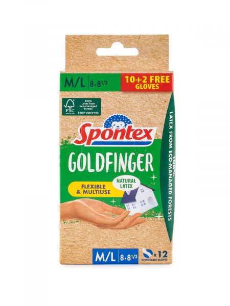 Перчатки одноразовые GOLDFINGER M/L 10+2шт SPONTEX