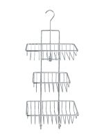 Полка для душа 3-х ярусная угловая MILANO с крючками (навесная на кран/душ) WENKO