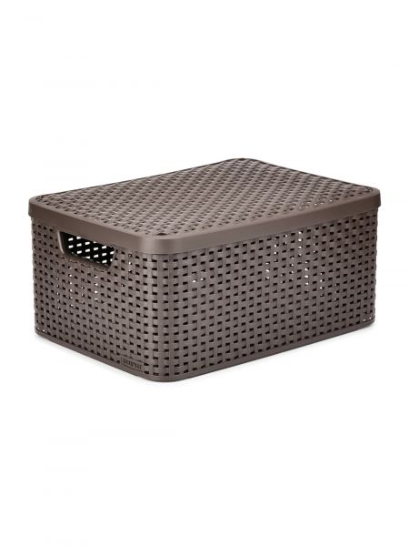 Корзина RATTAN STYLE BOX M + крышка тёмно-коричневая CURVER