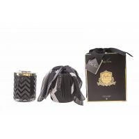 HERRINGBONE Свеча большая, черный, 600 гр, соевый воск, платок, время горения 100 ч