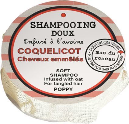 Шампунь Mas du Roseau COQUELICOT твердый 60 гр, аромат лепестки мака, мягкое действие
