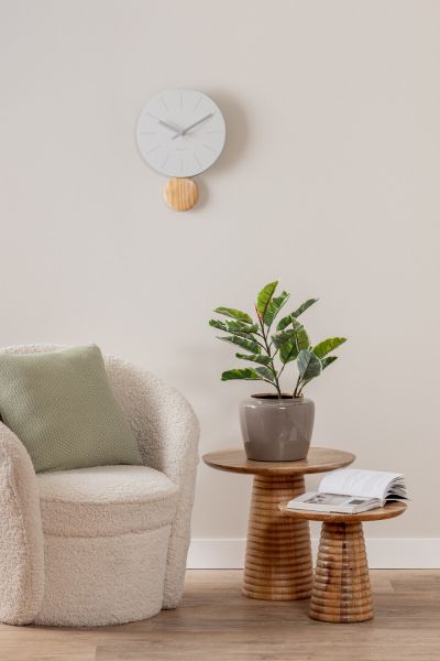 Часы настенные Karlsson ARLO PENDULUM с маятником, белый, сталь, 30х41х1.5 см, бесшумный механизм, батарейка 1x AA (не входит в комплект) Present Time
