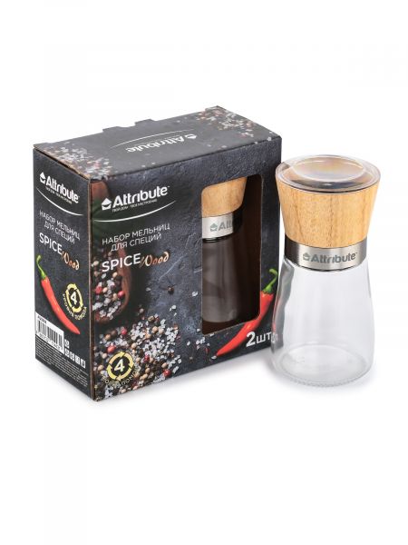 Набор мельниц для специй SPICE WOOD, 2шт ATTRIBUTE