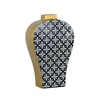 TANGERВаза плоская черно-белая 25x13x41h керамика