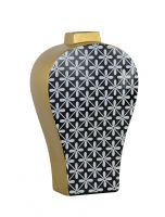 TANGERВаза плоская черно-белая 25x13x41h керамика