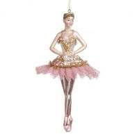Стеклянная балерина, жемчуг, розовый 19 см