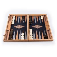 BACKGAMMON Нарды с боковыми стойками, 48х30см, американский орех, фон черный, рисунок орех+серый