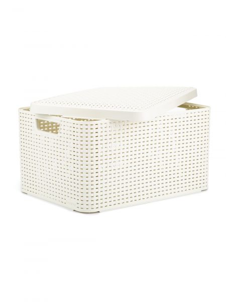 Корзина RATTAN STYLE BOX L 30л+крышка кремовая CURVER