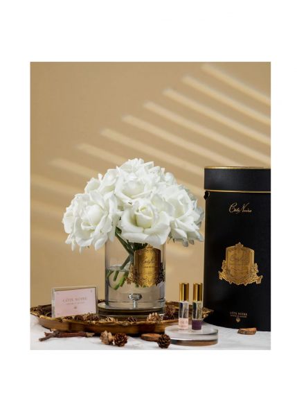 GRAND BOUQUET white BLACK BOX GOLDБольшой букет роз, 2 спрея по 10 мл, белый, ВхШхД 32х26х26 см