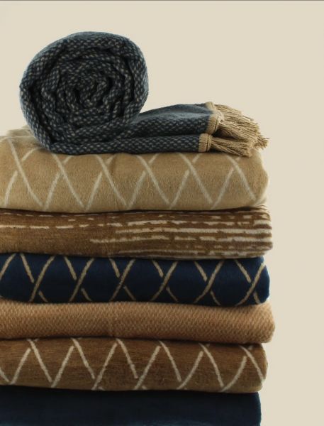 Плед CLAUDI UNAMI INDIGO GOLD, 150х200см, 60% хлопок 40% акрил