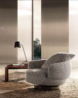 Кресло Minotti VIVIENNE, крутящееся основание цвет черный кофе, обивка букле серый, 102х91х78 см