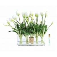 Тюльпаны Oval Tulips White в овальной вазе, белый, 1 спрей 10 мл, аромат Belle Epoque COTE NOIRE
