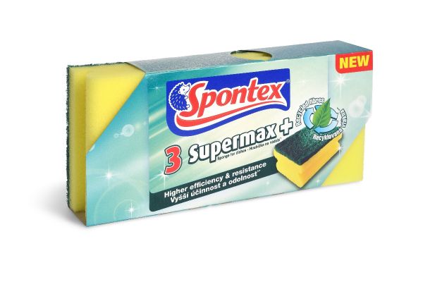 Губка для посуды SUPERMAX+ 3шт SPONTEX