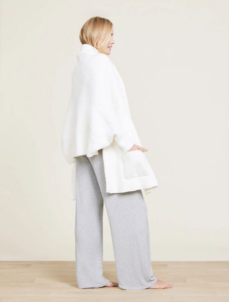 Кардиган Barefoot Dreams CC CABLE WEAVE BLANKET WRAP , цвет слоновая кость, трикотаж, 100% полиэстер