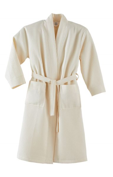 Халат вафельный, унисекс, екрю, M хлопок 300г р/м2 Blanc des Vosges
