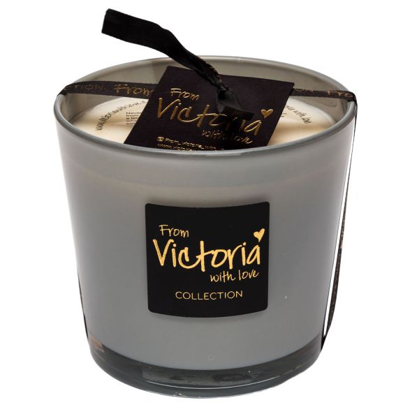 Свеча ароматическая Victoria with Love Glossy grey 400гр, выдувное стекло