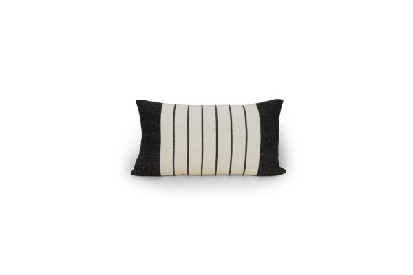Подушка Barefoot Dreams COTTON BORDER STRIPE декоративная 76х40 , трикотаж, кремовый с темно-серым