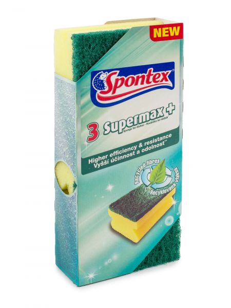 Губка для посуды SUPERMAX+ 3шт SPONTEX