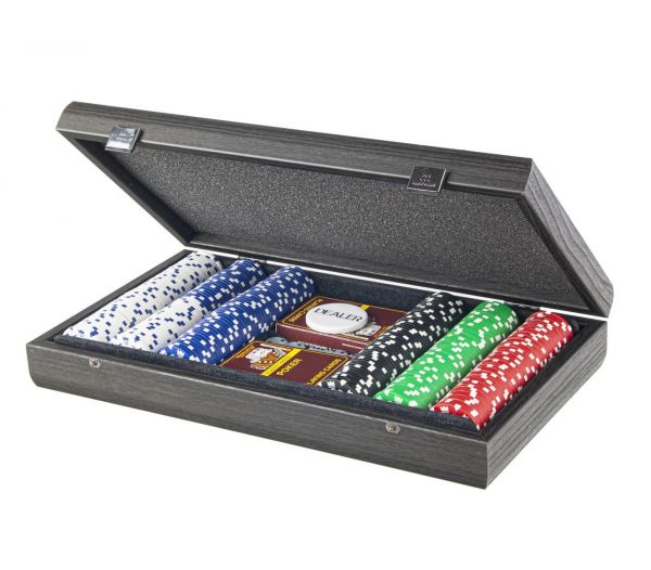 POKER SETНабор для покера (карты 200 шт ) черный, корпус дерево 39х22 см