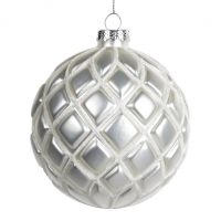 GLSS GLT ЗD NET BALL WH Стеклянный шарик белый 10 см (цена за набор из 2шт)