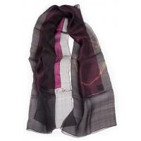 SILK Шаль , фиолетово-розовая с кругами, 45/210 шелк