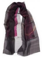 SILK Шаль , фиолетово-розовая с кругами, 45/210 шелк