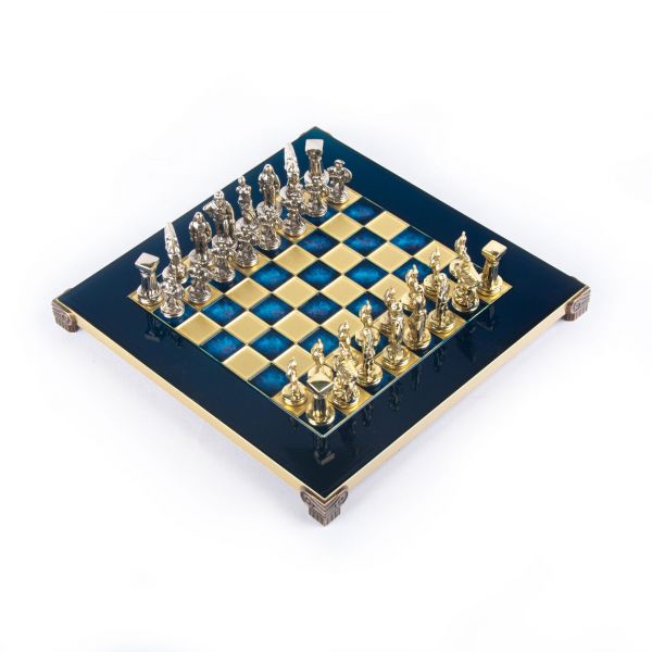 METAL CHESS SPARTAN WARRIORШахматы Воины Спарты, 28х28 см, синий, золото с серебром, металл