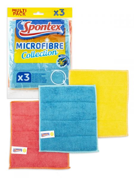 Салфетка микрофибра впитывающая MICROFIBRE PADS 20х17.5см 3шт SPONTEX