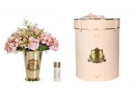 Букет Cote Noire GRAND SUMMER POSY гортензии и розы, розовый, золотая ваза, 2 спрея по 10 мл