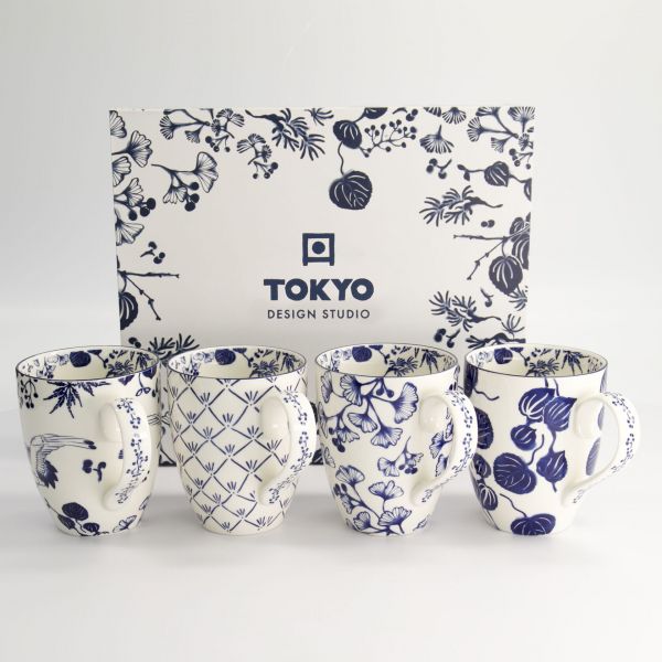 Набор кружек Flora Japonica 4 шт, 8.5x10.2 см, 340 мл, фарфор TOKYO DESIGN
