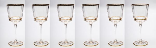 Набор бокалов для вина MACASSAR LIGHT 6шт, хрусталь, золото 24К , H.21