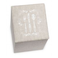 CUTLERY BOX Коробка для столовых приборов, 20/20/H.30, картон, лен с вышивкой