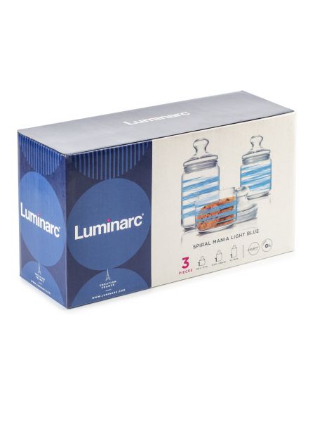 Набор банок БРАШМАНИЯ ЛАЙТ БЛЮ 3шт (0,5л + 0,75л + 1л) LUMINARC