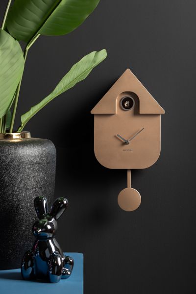 Часы настенные с кукушкой Karlsson CUCKOO, розовое золото, пластик, 21.5х8.5 см, батарейки 3x AA (не входит в комплект) Present Time
